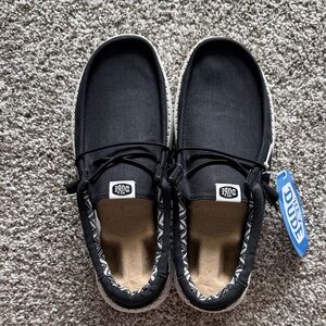 Hey Dude Men's Black Canvas Slip-Ons